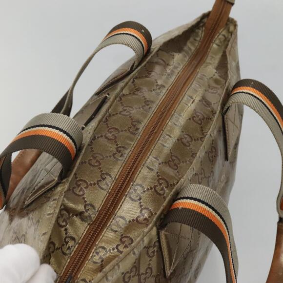 GUCCI GG Canvas GG Crystal Tote Bag Coated Canvas Gold - Picture 6 of 12